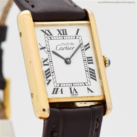 cartier gold plated tank watch